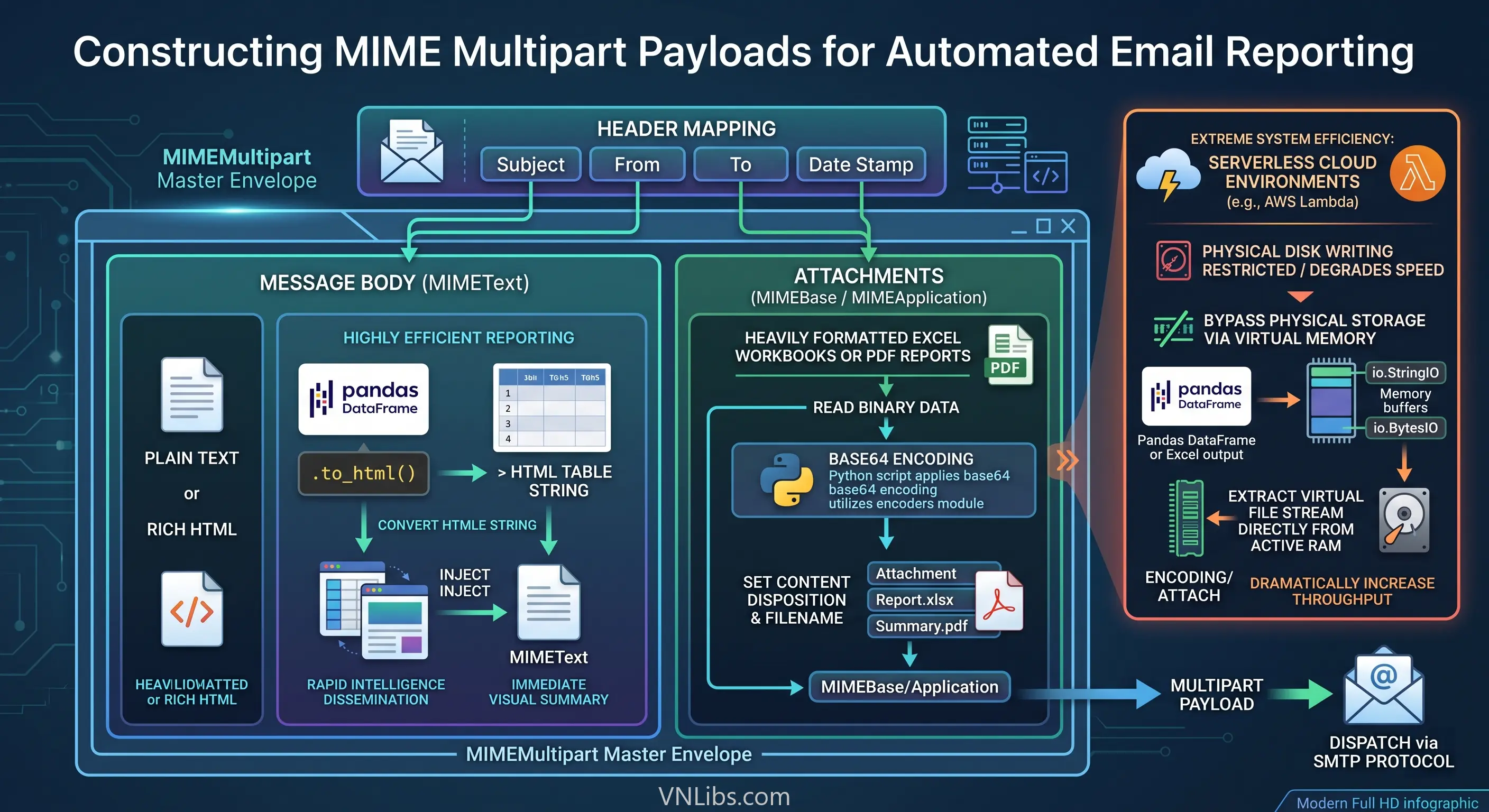 Constructing MIME Multipart Payloads for Automated Email Reporting